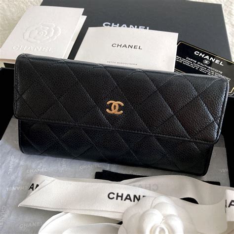 chanel 財布 黒|ロング ウォレット .